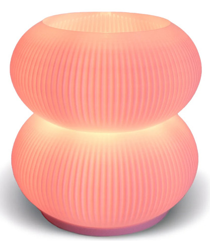 Lampara Velador Mesa Nordico Impresion 3d Luz Calida Esf. Rosa Rosa