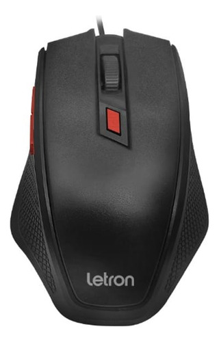 Mouse Optico Office Level Preto Vermelho Fio Usb 6d Letron