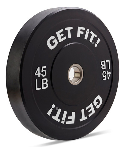 Disco Bumper Olimpico 45lbs Caucho Virgen Iwf Std Get Fit! Color Negro