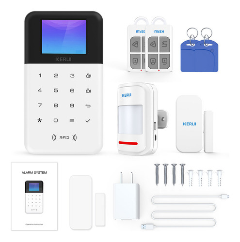 Mb1 Alarme Kerui Wifi Gsm Com Pir E Sensores De Porta,