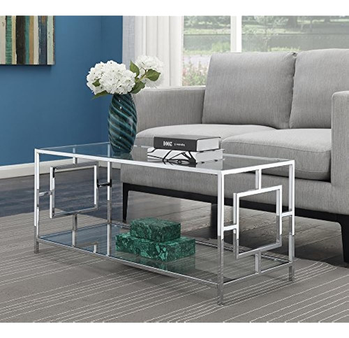 Convenience Concepts Town Square Chrome Coffee Table, Clear 