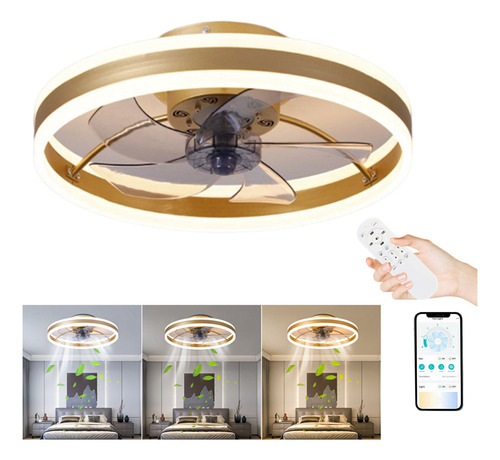 Tilador D Tcho Luz Modr O Co Trol Co App Sil Cioso Estructura Dorado