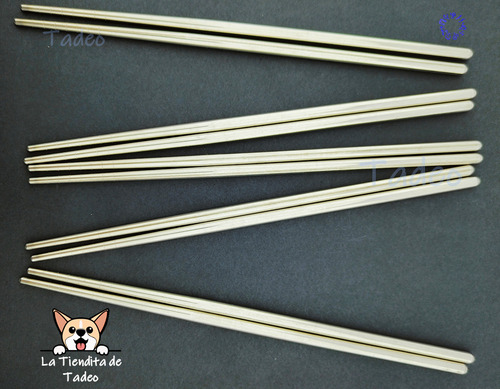 5 Pares Palillos Chinos, Acero Inoxidable, Reutilizables ^-^