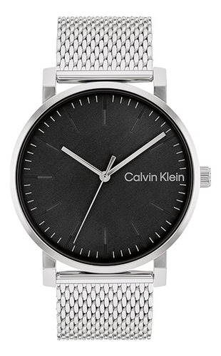 Reloj Pulsera Calvin Klein Men's Slate 43mm Quartz Watch Con Correa De Acero Inoxidable Color Plateado - Fondo Negro