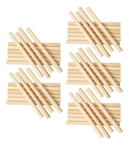 2 X 50 Uds. Palos De Madera Redondos Sin Terminar, Palos