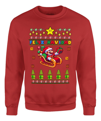 Sudadera Ugly Sweater Mario Gamer Arbol Navidad Sueter Feo