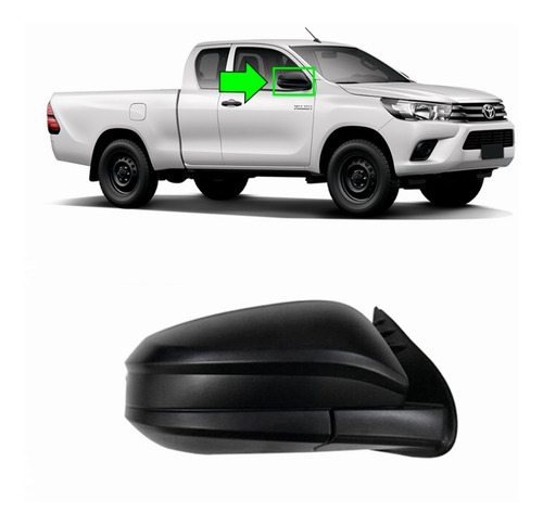 Espejo Derecho Toyota Hilux 2016 Al 2019 - Negro Electrico