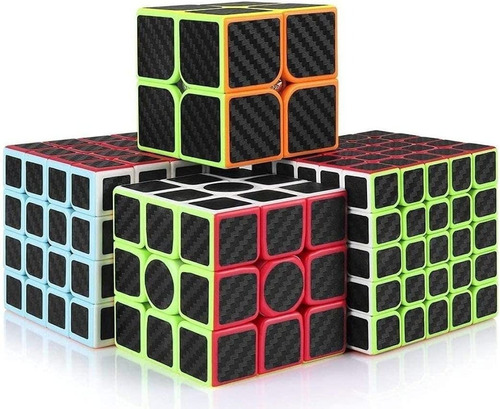 4 Cubos Rubik De Fibra Carbono 2x2 3x3 4x4 5x5 Giro Rápido