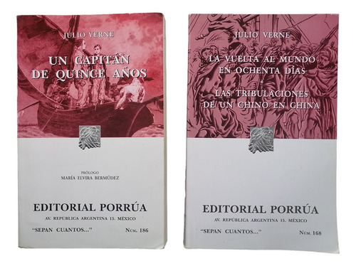 Julio Verne, 2 Libros (3 Títulos), Editorial Porrúa (Usado)