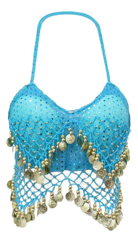 2 Trajes De Top Corto Con Lentejuelas, Ropa De Baile, Azul