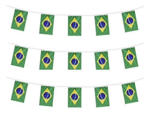 Decoração Copa Do Mundo Bandeirinhas Metalizadas Brasil 10m