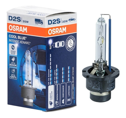 Imagen 2 de 6 de Lampara De Xenon D2s Osram Cool Blue Intense 35w 6000k Alema