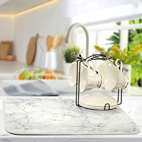 Almohadilla Secaplatos Absorbente Blanco Marmolado P/cocina