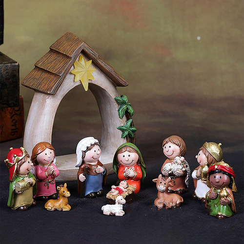 Christmas Decoration Led Light Nativity Manger Group Scene O
