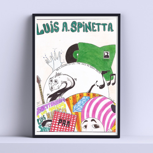 Cuadro Luis Alberto Spinetta 30x40cm Deco Listo P Colgar