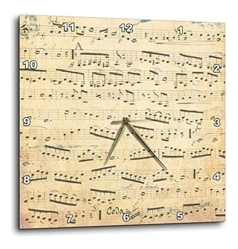 3drose Grunge Notas Musicales Vintage Partitura Amarillenta 