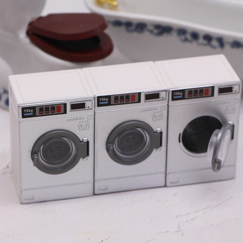 4 Lavadora Para Casa De Muñecas 1: 12, Minimuebles Para