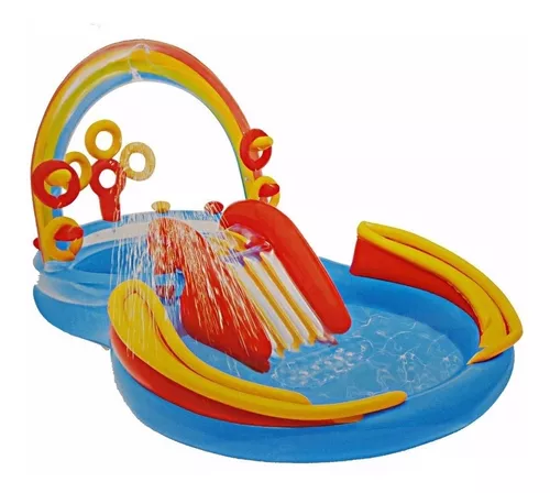 Leo un libro Ocurrencia Redondo Pileta Inflable Intex Playcenter Rainbow + Inflador