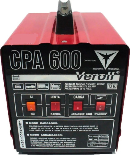 Cargador Arrancador Cpa600 30/600 Amp 12v Veroll 