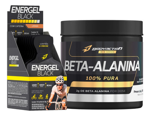 Gel De Carboidrato Energel Black Cx 10 Sachês + Beta Alanina Sabor Laranja