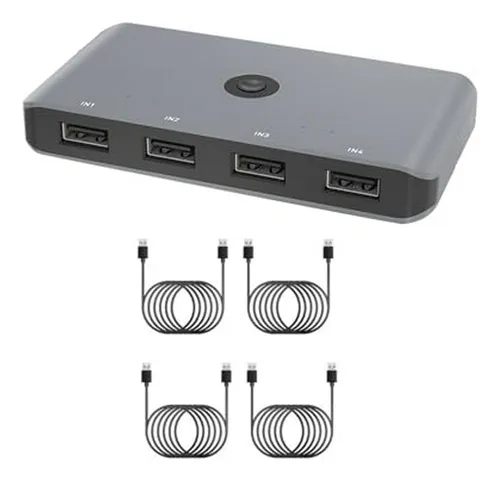 Adaptador Conmutador Kvm Para Compartir 4 Computadoras Y Dis