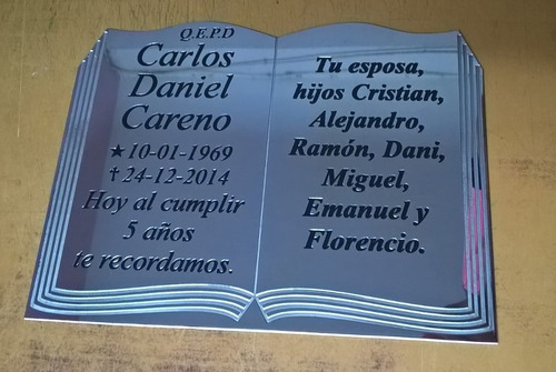 Placa Cementerio Acero Inoxidable 20x10