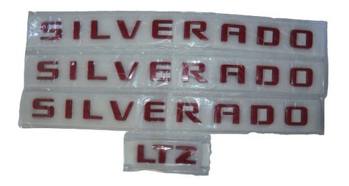 Emblema Silverado 2008-2015 Color Rojo (3 Silverado+lt)