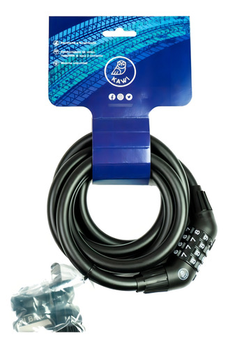 Linga Bicicleta Candado Kawi Combinacion 12 X 1800 C/soporte Color Negro