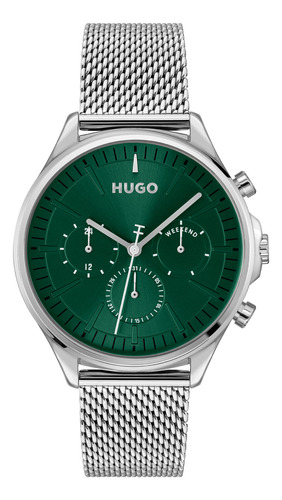 Hugo Reloj Hombre 43 Mm Multifunción Mesh 1530409 Plata