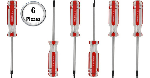 6 Desarmadores De Acetato Tipo Torx 1/4x4 T25 P