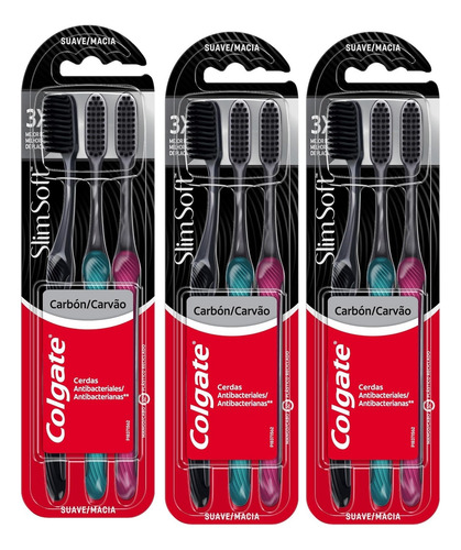 Colgate Escova De Dente Slim Soft Black 9 Unid Sortidos Sortidas
