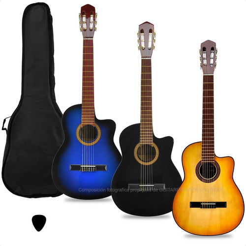 Guitarra Criolla Clasica Con Corte Superior Funda Pua Manual