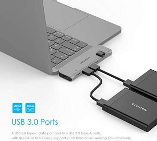 Hub Usb C Lention: Thunderbolt3, Carga Pd Y Datos