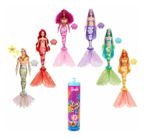 Barbie Color Reveal - Sirena Series Con 7 Accesorios Mattel