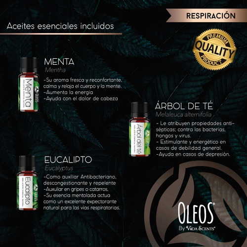 Kit De 3 Aceites Esenciales Aromaterapia 10 Ml. Respiración