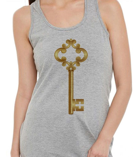 Musculosa Gold Key Llave Dorada Corona Dibujo