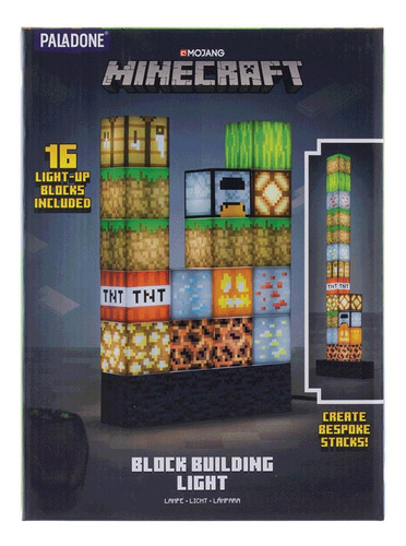 Luz Minecraft Minecraft Bloques Color Gris 5v 25cm X 16cm X 4cm De Diámetro