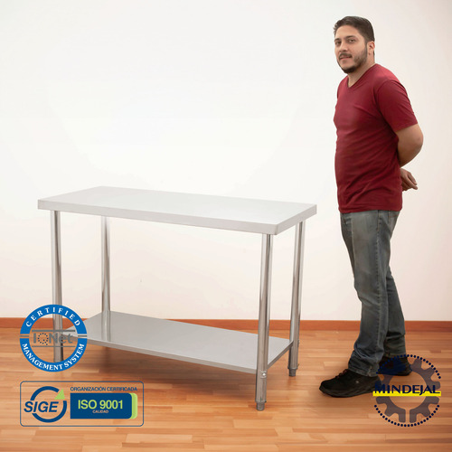 Mesa En Isla Acero Inoxidable 120x60x85 Cm Mindejal