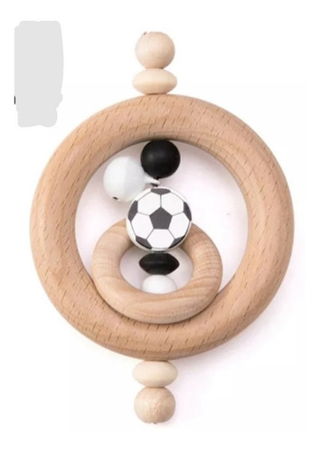Sonaja De Madera Orgánica Cascabel Para Bebe Balón N /b