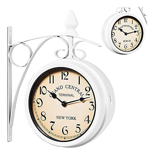 Reloj De Estación Retro De Doble Cara Con Suspensión Redonda