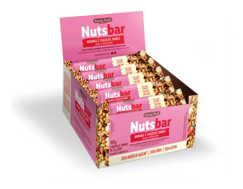 Barra Nuts Bar Frutilla Chocolate Blanco  - Caja X 12