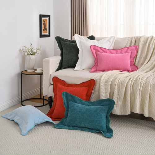 Futei Light Blue Chenille Show Almohada De Almohada De 18x18