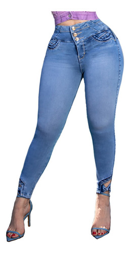 Jeans Mujer Pantalón Colombiano Mezclilla Strech Push Up P76