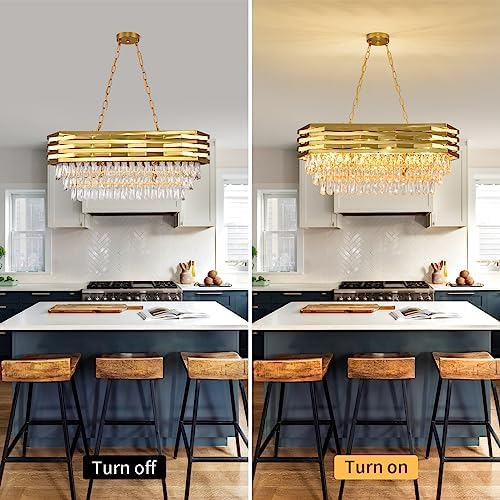 Candelabros De Cristal Modernos Dorados Para Comedor Lámpara
