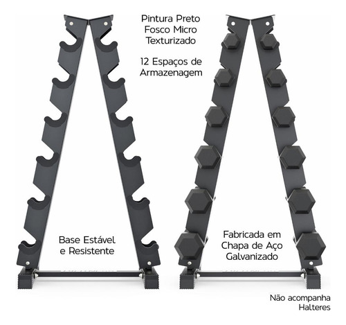 Suporte Para Halter Dumbbell Expositor Torre - 6 Pares