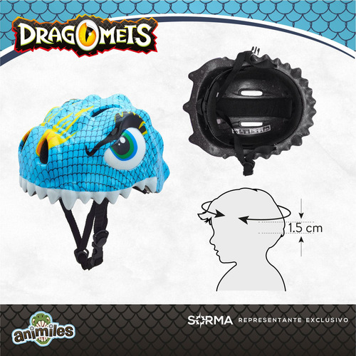 Imagen 4 de 10 de Casco Bicicleta Para Niños Infantil Dragón Bici Patín Skate