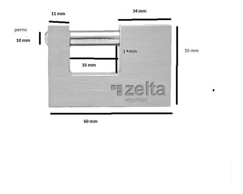 Imagen 2 de 4 de Candado Macizo Seguridad 60mm Persiana Porton Blindado