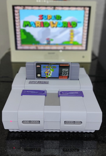 Super Nintendo Original+02 Controles+ 02 Cartuchos+ Kit Hdmi Cinza