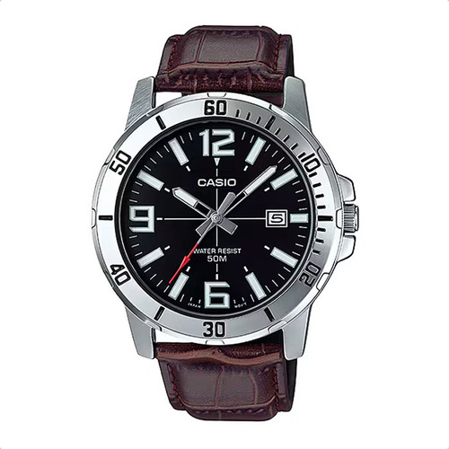 Reloj Casio Hombre Cuero Analogico Fecha Sumergible Mtp-vd01