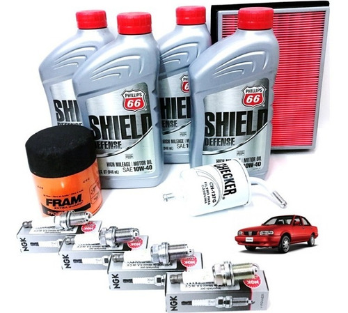 Kit Cambio De Aceite Nissan Tsuru Iii 2008 Shield Defense High Mileage 10w40